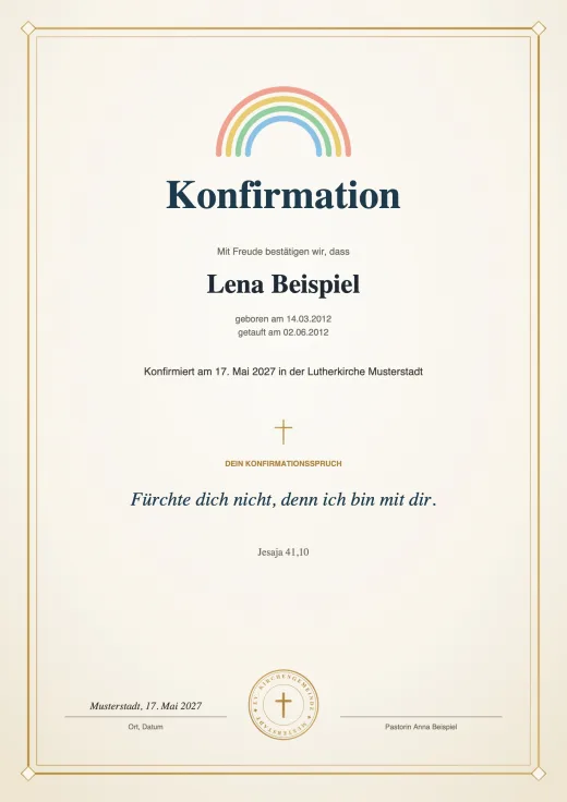 Urkunde für Lena Beispiel
