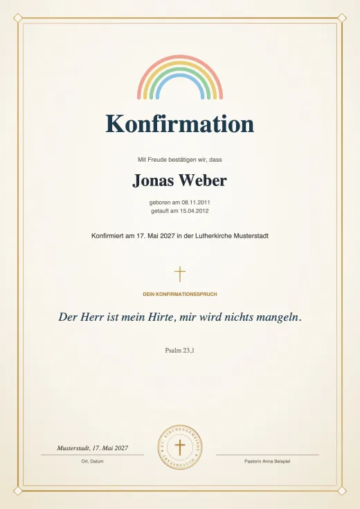 Urkunde für Jonas Weber