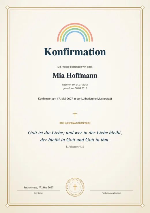 Urkunde für Mia Hoffmann