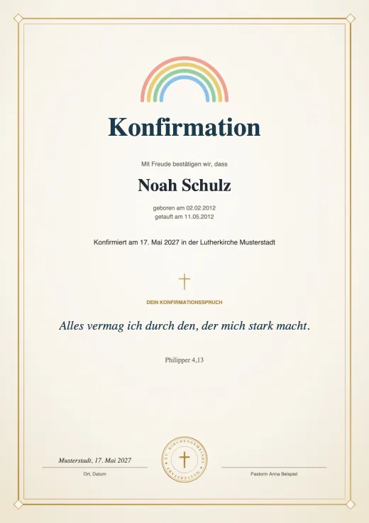 Urkunde für Noah Schulz